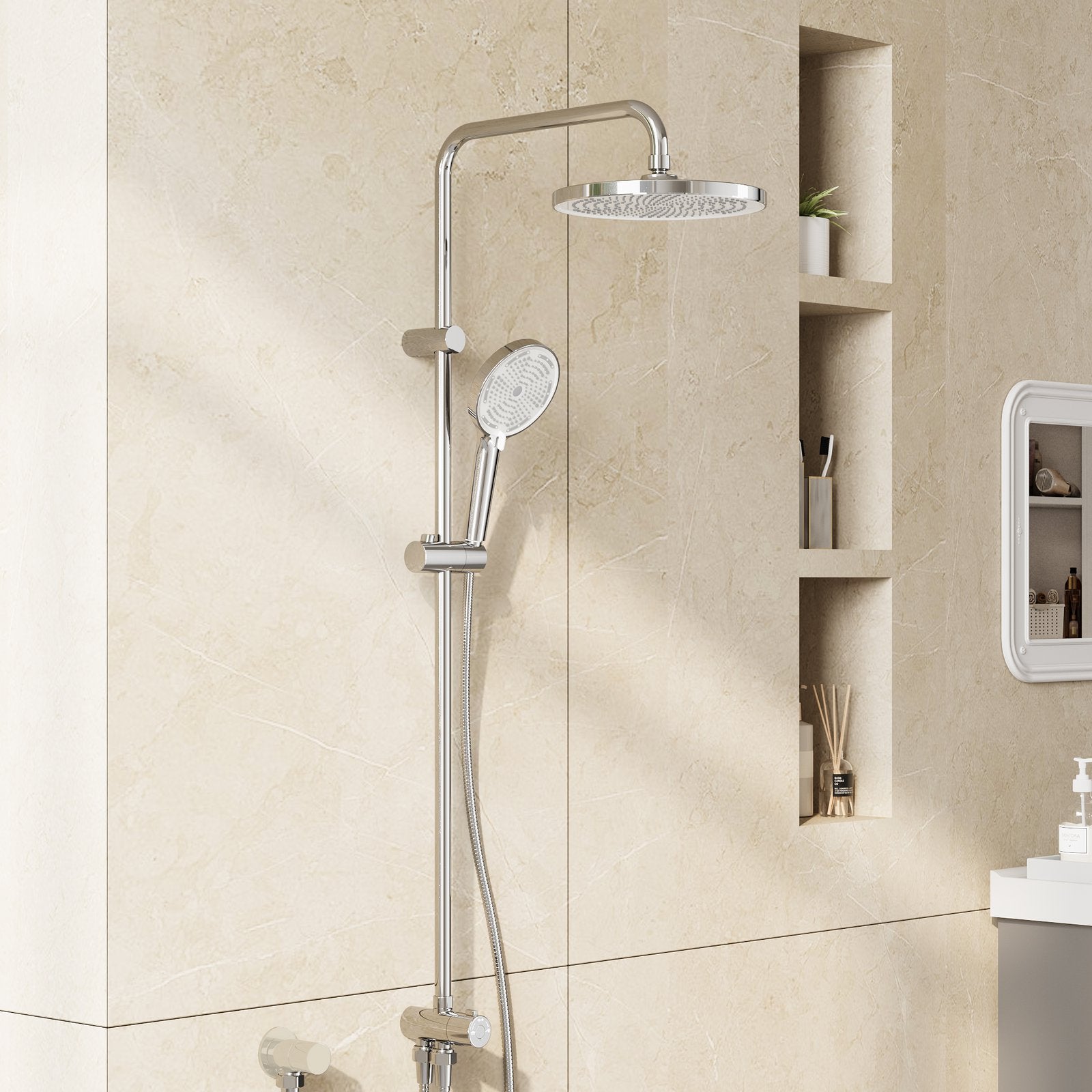 Colonne de douche noire sans robinetterie avec inverseur intégré — vue 6