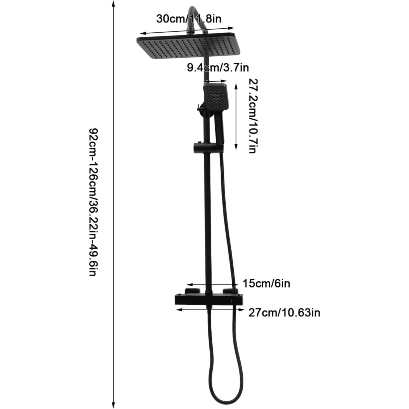 Colonne de douche noire thermostatique avec tablette de 27 cm — vue 4