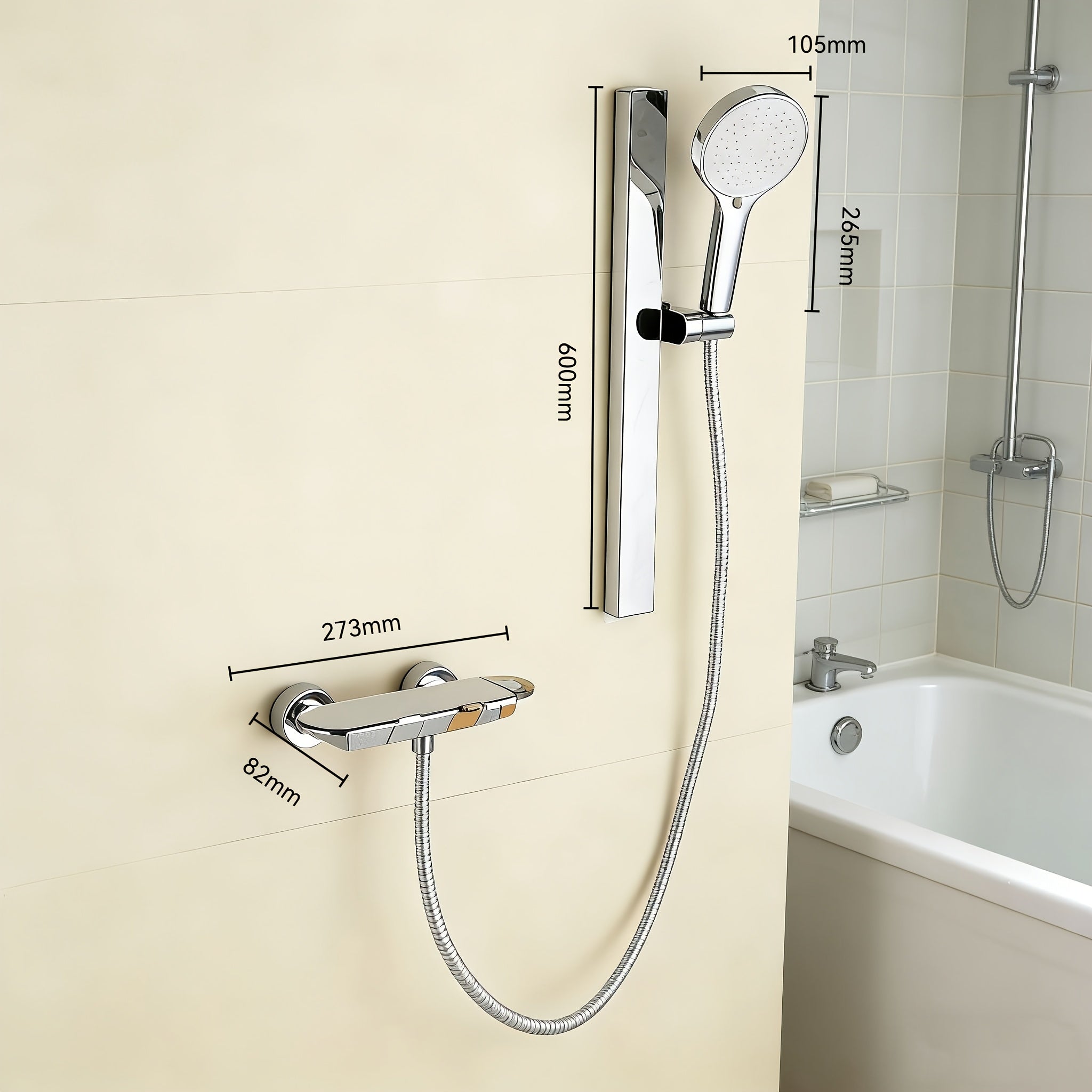 Colonne de douche thermostatique avec tablette extra-large et douchette — vue 12