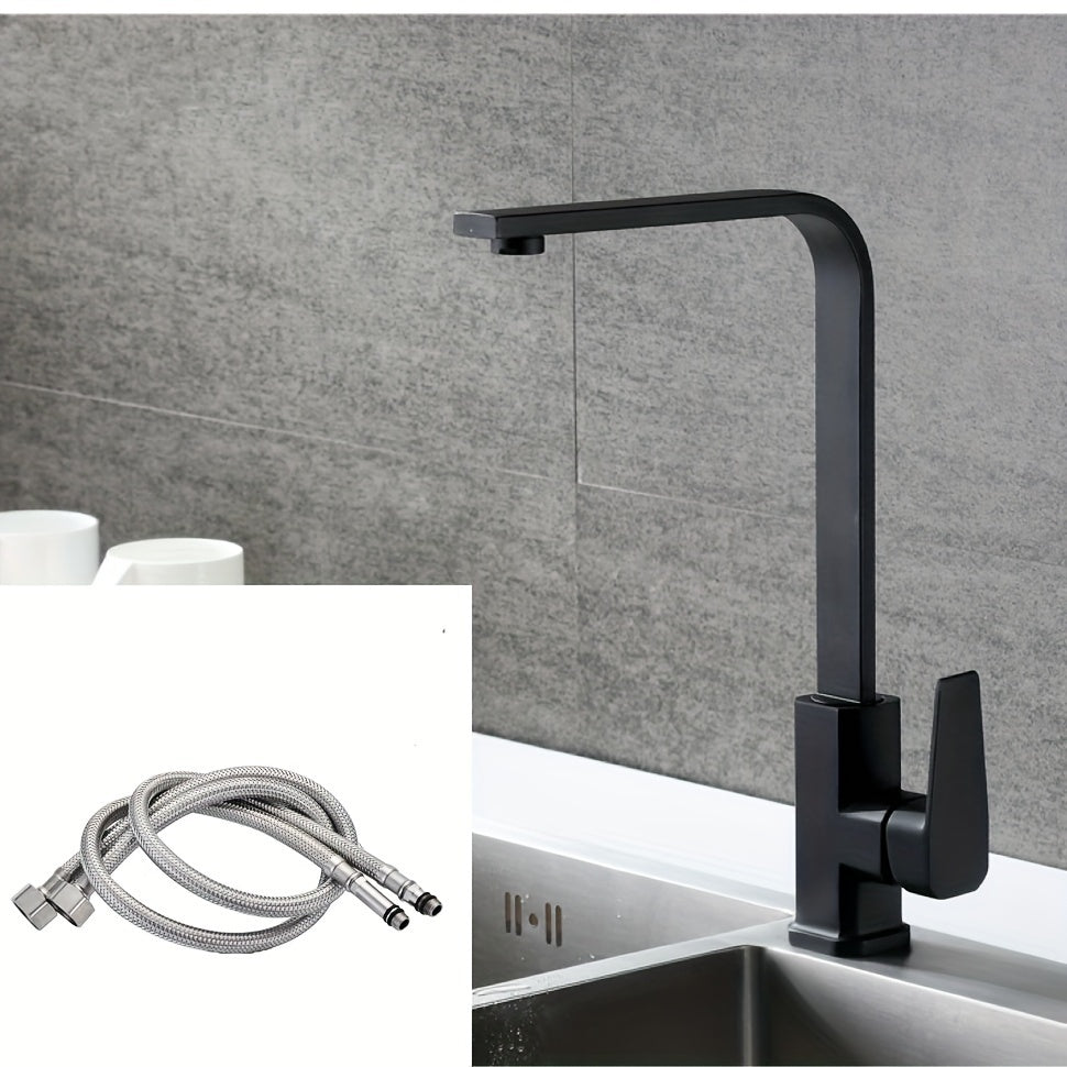 Tuyau D'entrée D'eau En Fil D'acier Noir + 60 Cm / Noyau En Cuivre + Acier Inoxydable