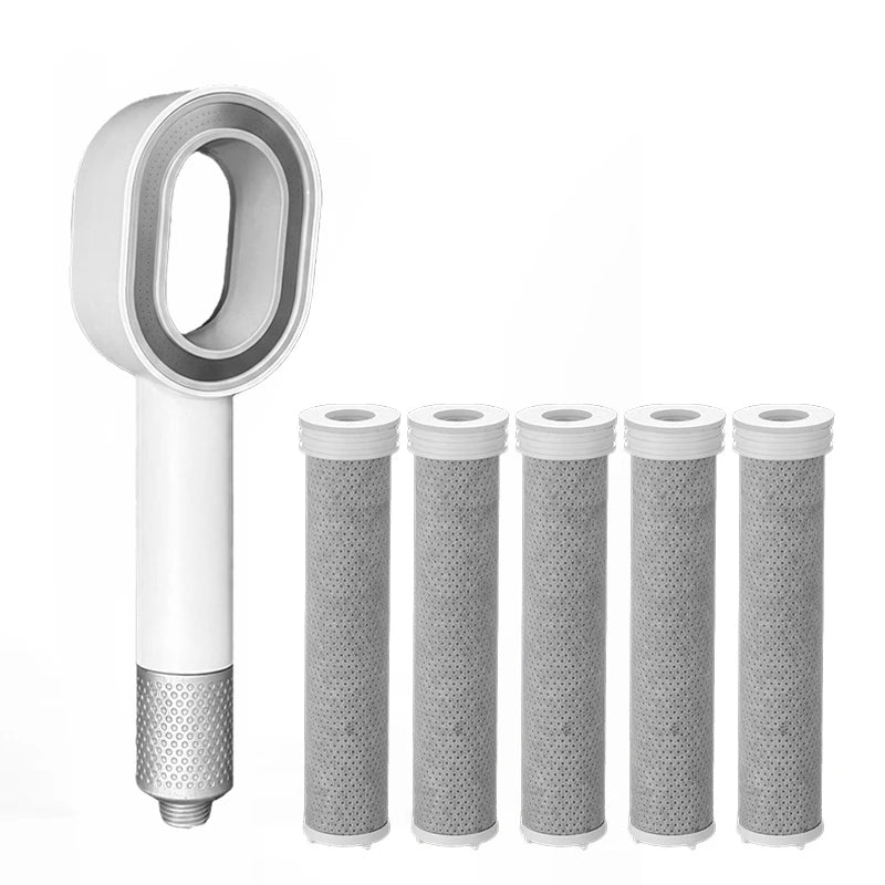 Douchette annulaire filtrante avec trois cartouches de rechange — Blanc, 6 cartouches