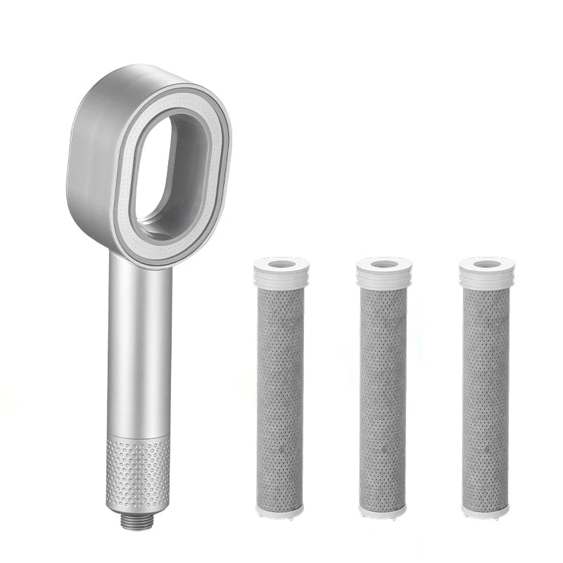 Douchette annulaire filtrante avec trois cartouches de rechange — Argent, 3 cartouches