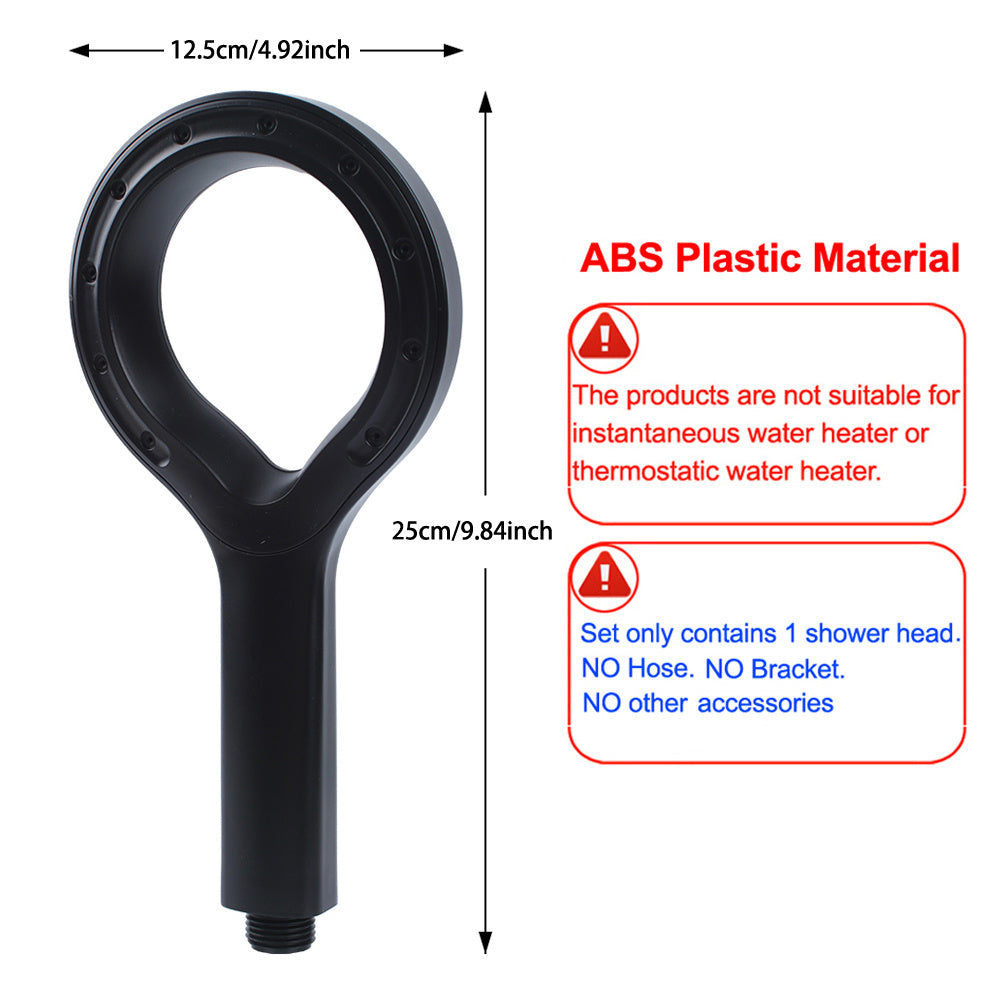 Douchette de douche annulaire haute pression, noire — vue 9