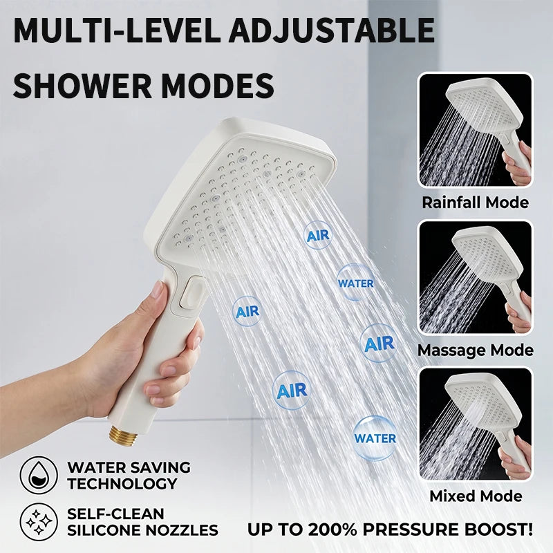 Douchette de douche blanche 3 modes avec buses silicone autonettoyantes — vue 4