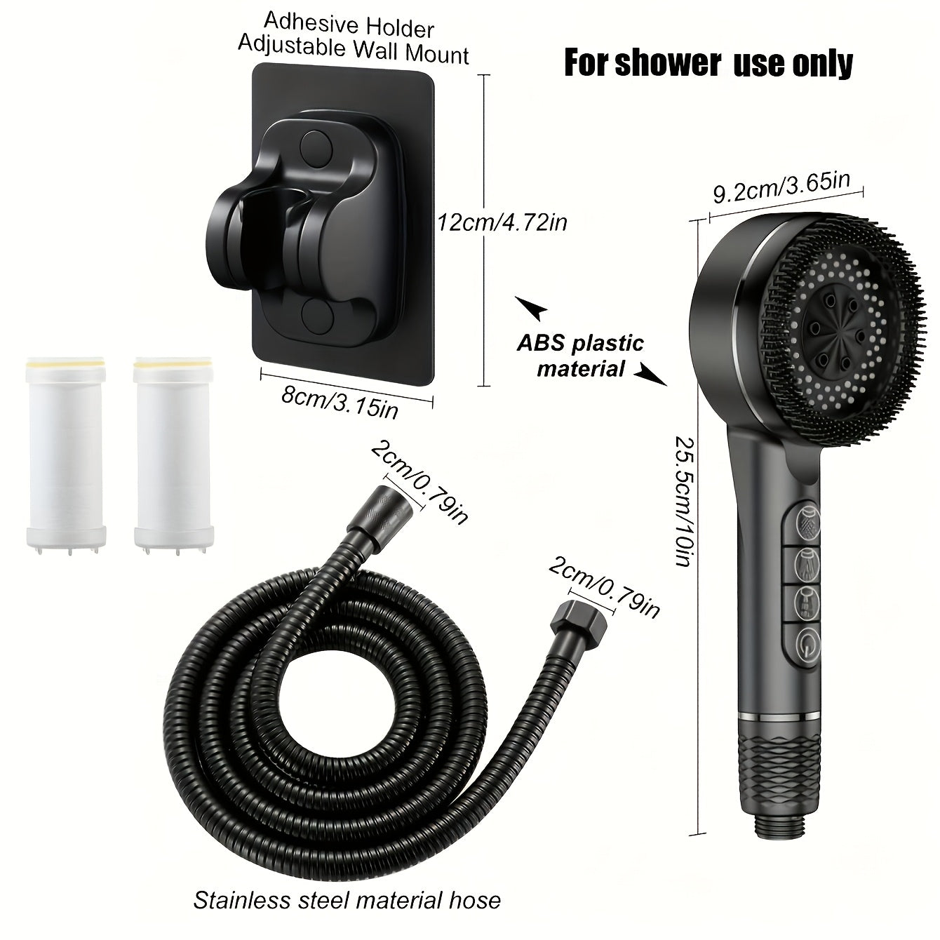 Douchette filtrante 4 modes avec brosse de massage et 4 cartouches — vue 6