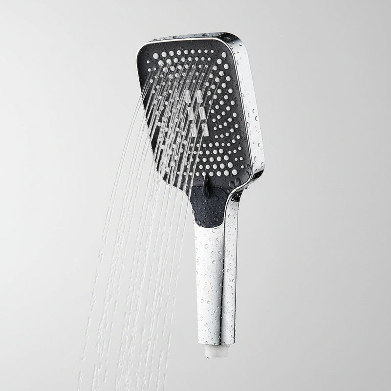 Douchette filtrante carrée avec 4 cartouches, noire ou chromée — Inox brossé