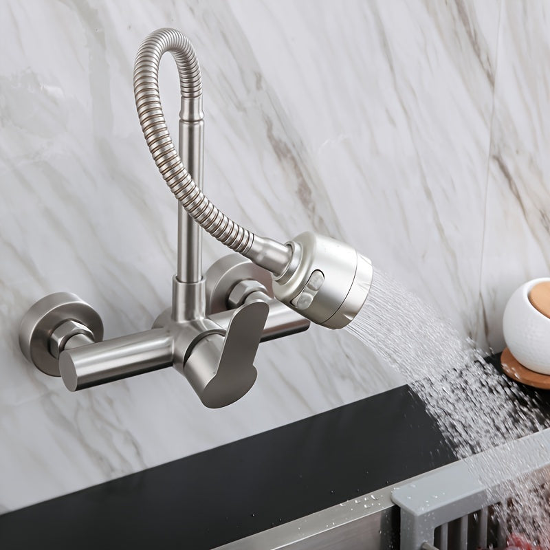 Robinet cuisine mural avec douchette flexible et mitigeur monocommande