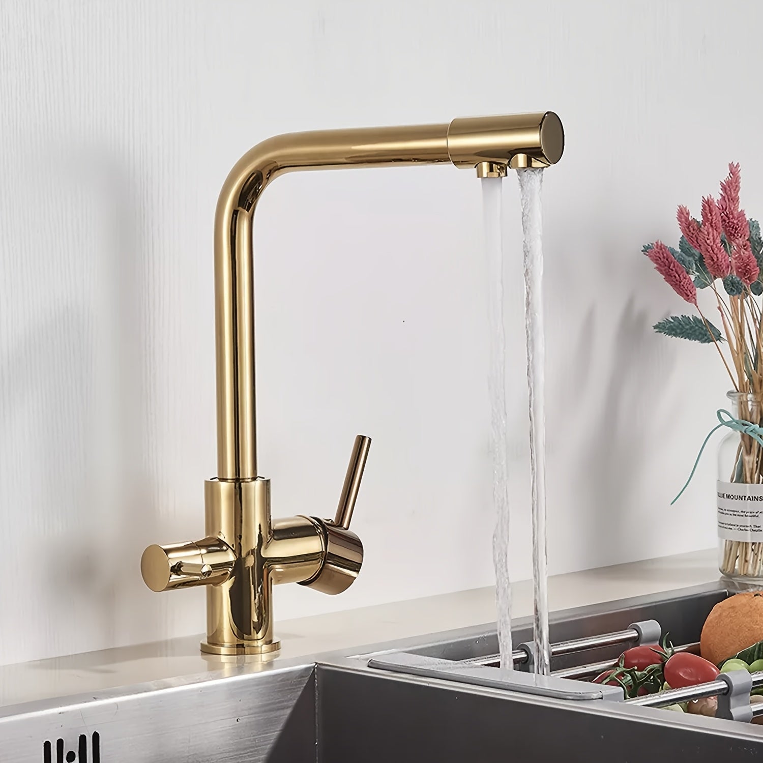 Mélangeur de cuisine à bec rotatif en acier inoxydable, acier inoxydable