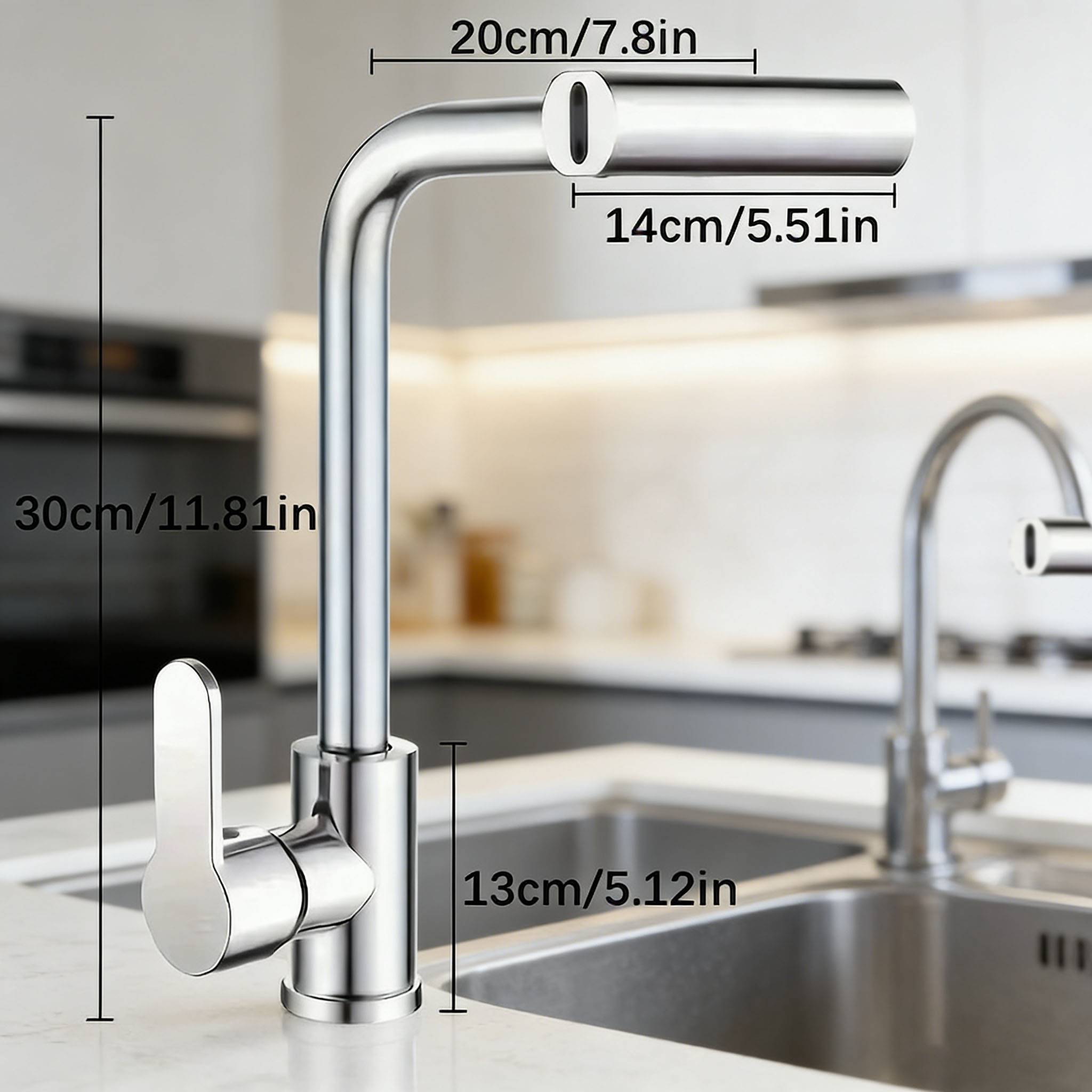Robinet de cuisine à bec rotatif en ABS, abs