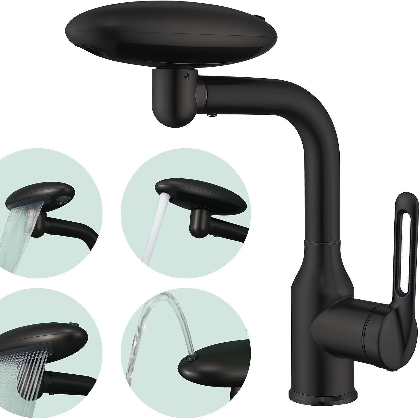 Robinet de lavabo à bec rotatif en acier inoxydable 304, acier inoxydable 304