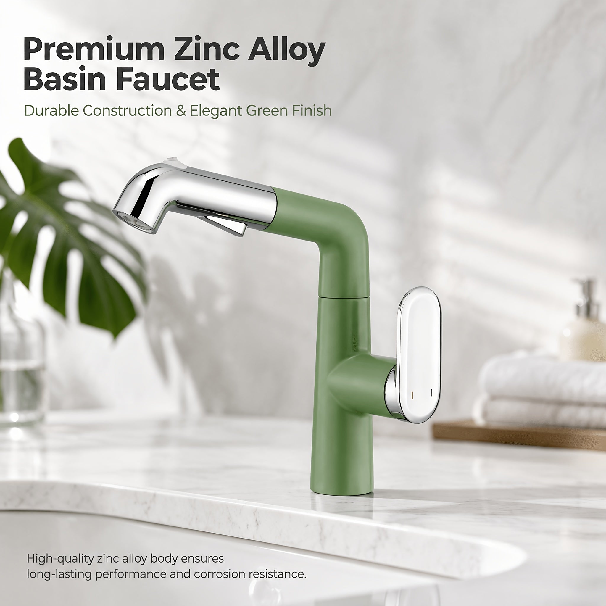 Robinet de cuisine à douchette extractible en alliage de zinc, raccord 3/8