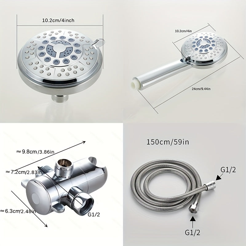 Ensemble de douche deux têtes avec inverseur 3 voies et flexible de 1,47 m — vue 11