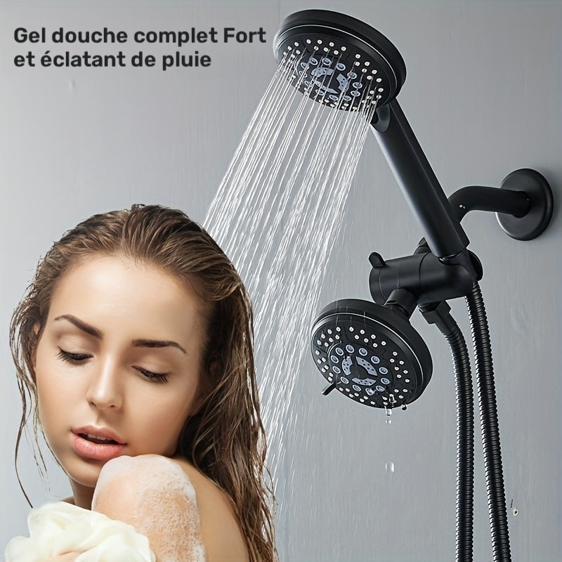 Ensemble de douche deux têtes avec inverseur 3 voies et flexible de 1,47 m — vue 12