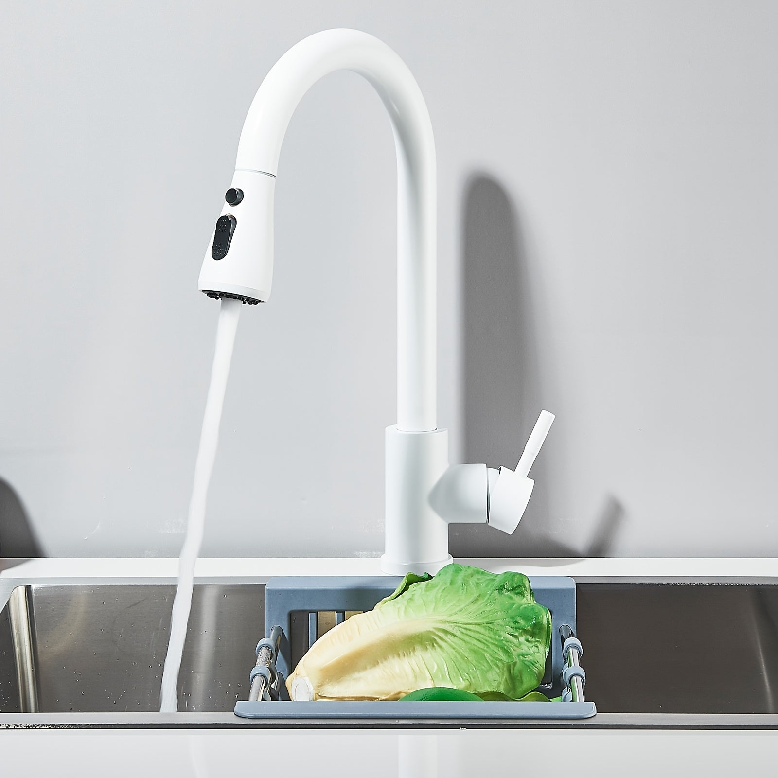 Mitigeur de cuisine à douchette extractible en acier inoxydable, acier inoxydable