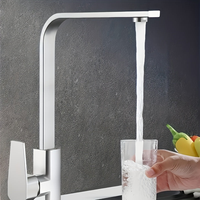 Robinet de cuisine à bec rotatif en acier inoxydable 304, acier inoxydable 304