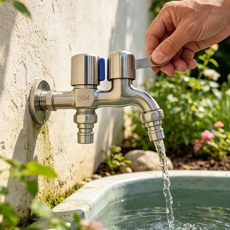 Robinet de jardin en acier inoxydable, pose mural