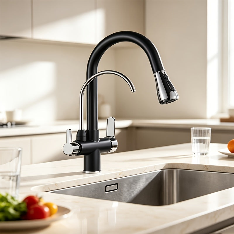 Robinet de cuisine en acier inoxydable 304, pose 3 trous
