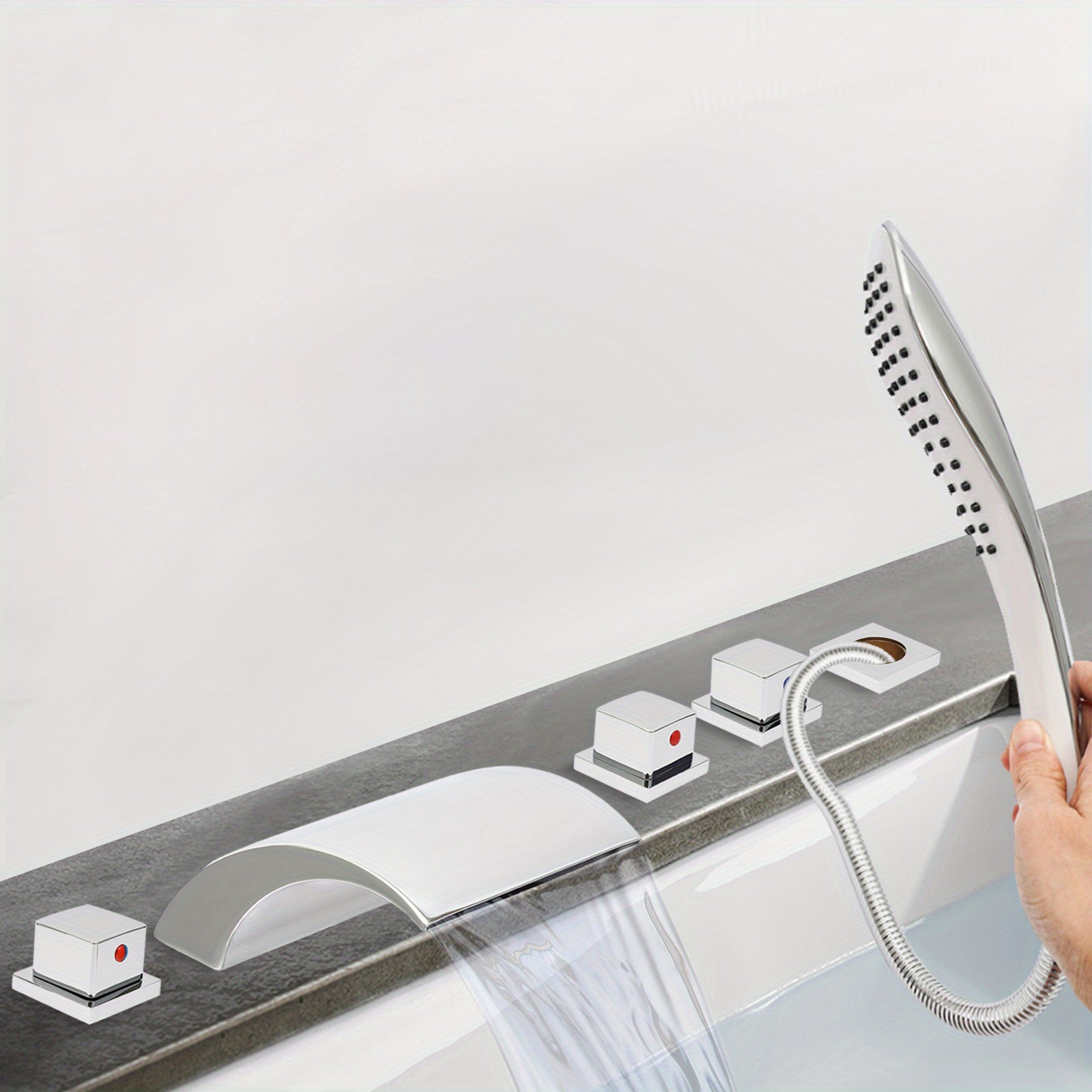 Mitigeur de baignoire sur gorge 5 trous avec cascade et douchette — vue 5