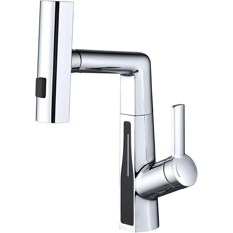 Mitigeur de lavabo extractible avec jet cascade et mousseur — Chromé