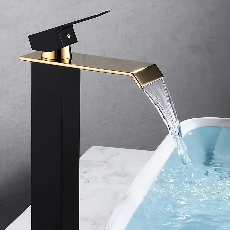 Mitigeur de vasque haut cascade de 30 cm, doré, noir ou bicolore — vue 4