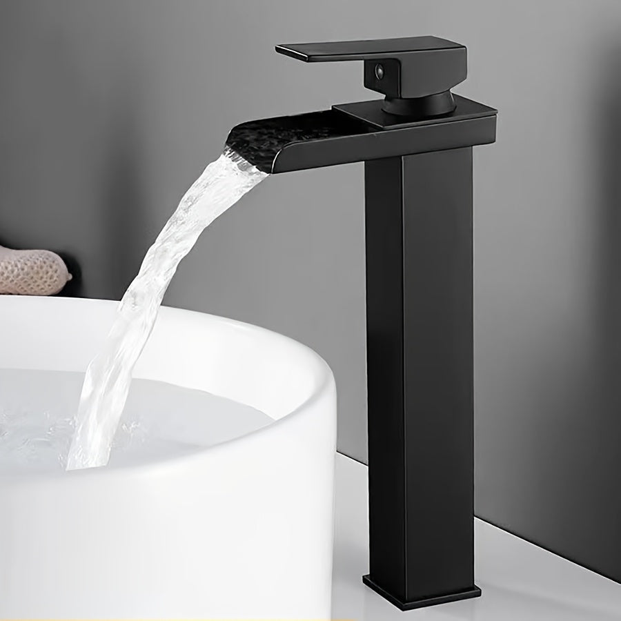 Mitigeur de vasque haut cascade de 30 cm, noir ou chromé — vue 5