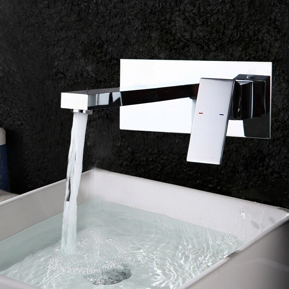 Mitigeur mural cascade chromé pour vasque et baignoire — vue 9