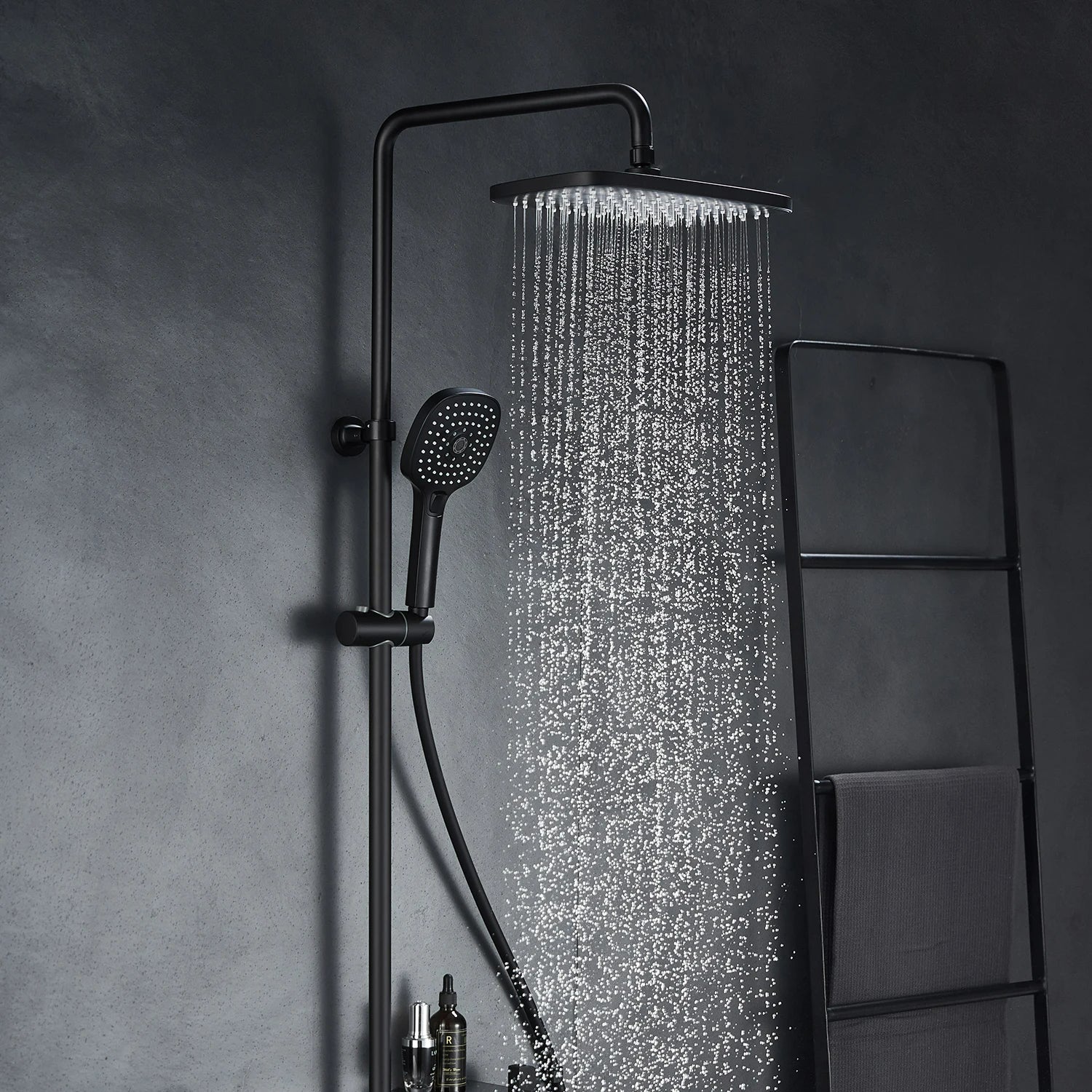 Colonne de douche blanc avec mitigeur, noir