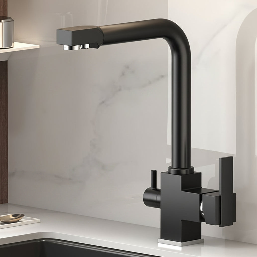 Robinet de cuisine 3 en 1 avec sortie d'eau potable directe — Noir
