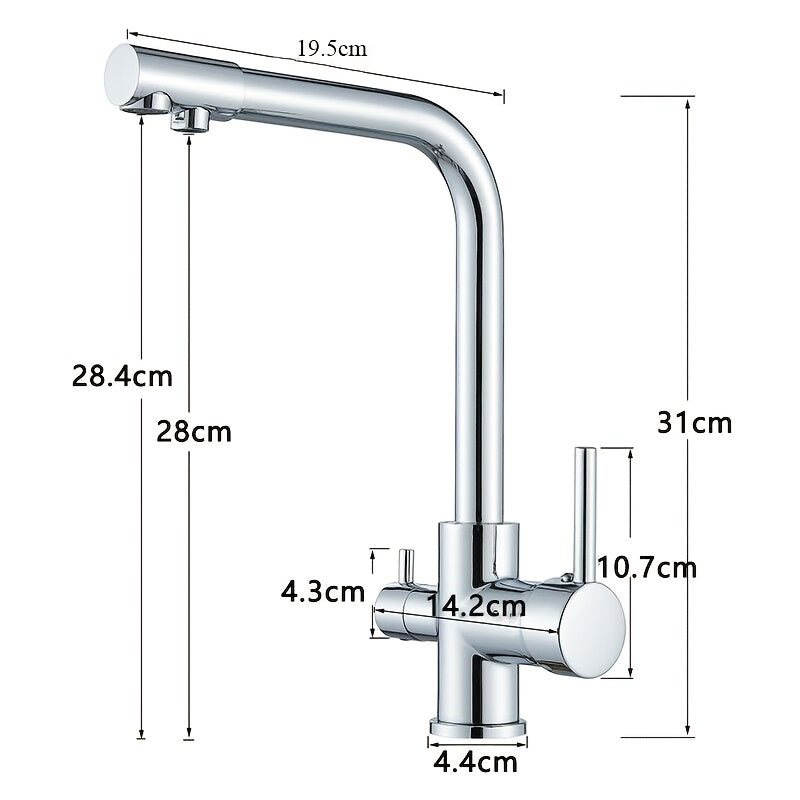 Robinet de cuisine 3 voies à sortie d'eau filtrée séparée, noir ou inox — vue 8