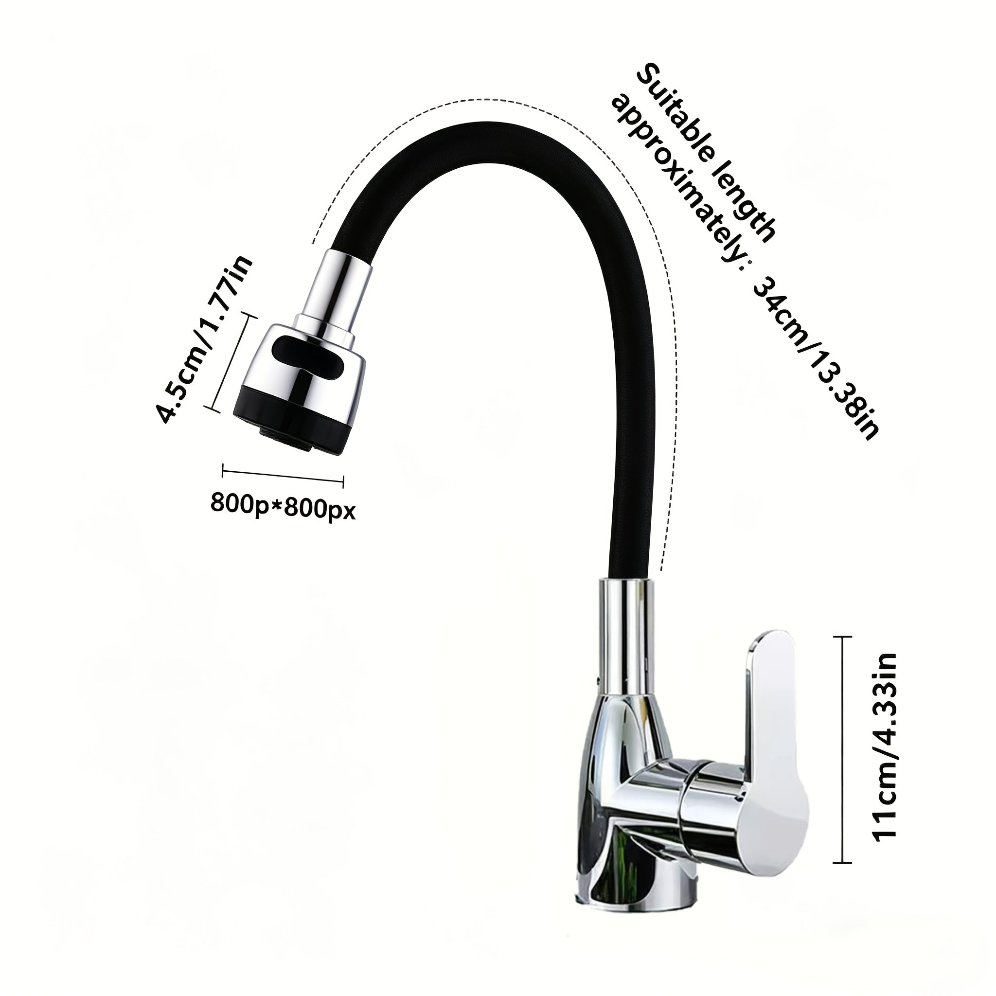 Robinet de cuisine à col flexible orientable avec deux jets — vue 7