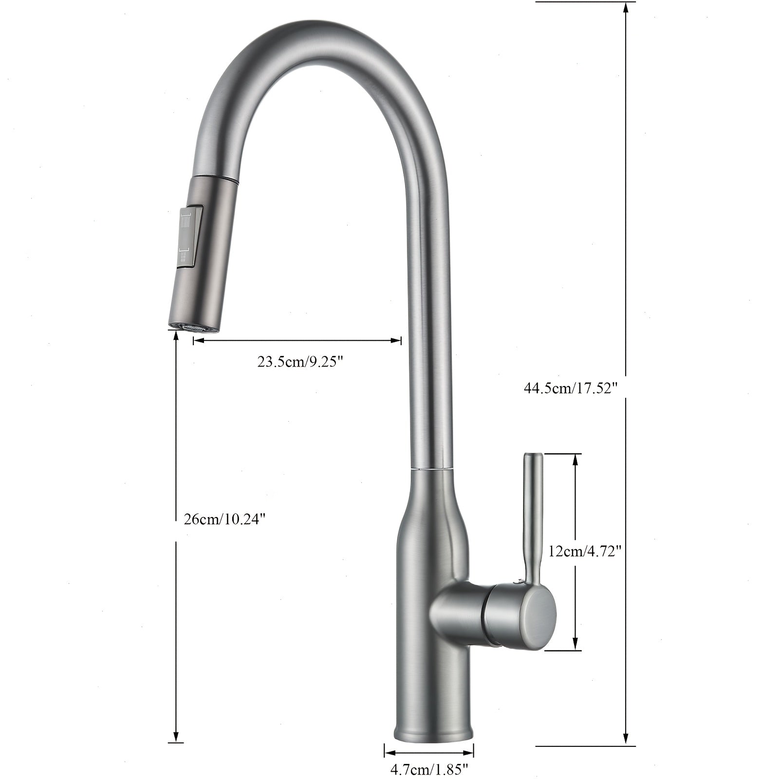 Robinet de cuisine à douchette extractible, trois finitions mates — vue 8