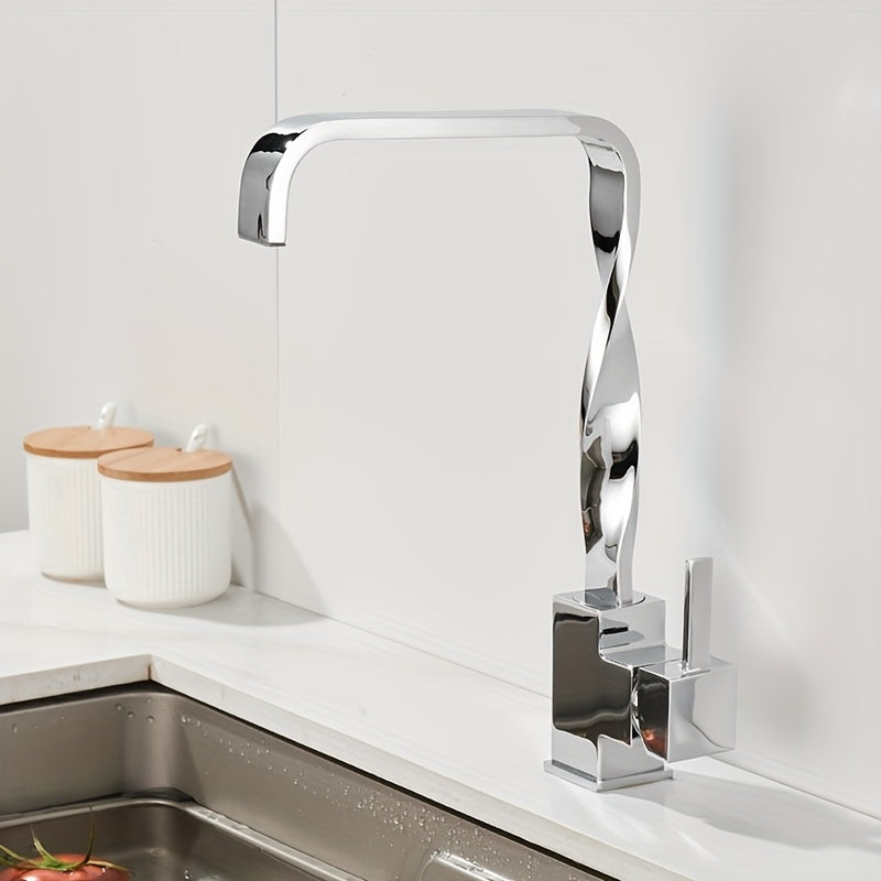 Robinet de cuisine au corps torsadé et bec carré en équerre — vue 22