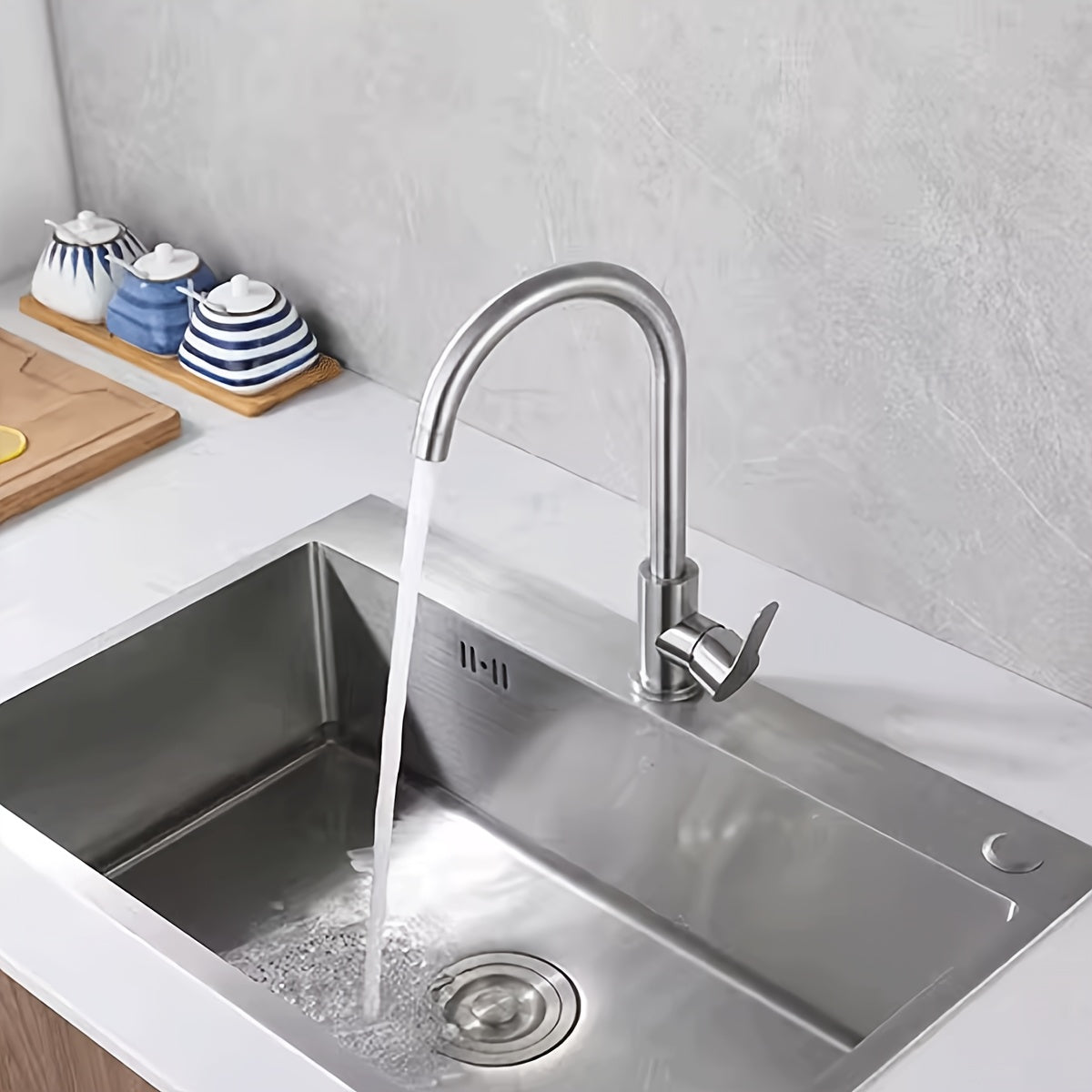 Robinet de cuisine inox brossé à bec en U pivotant 360°