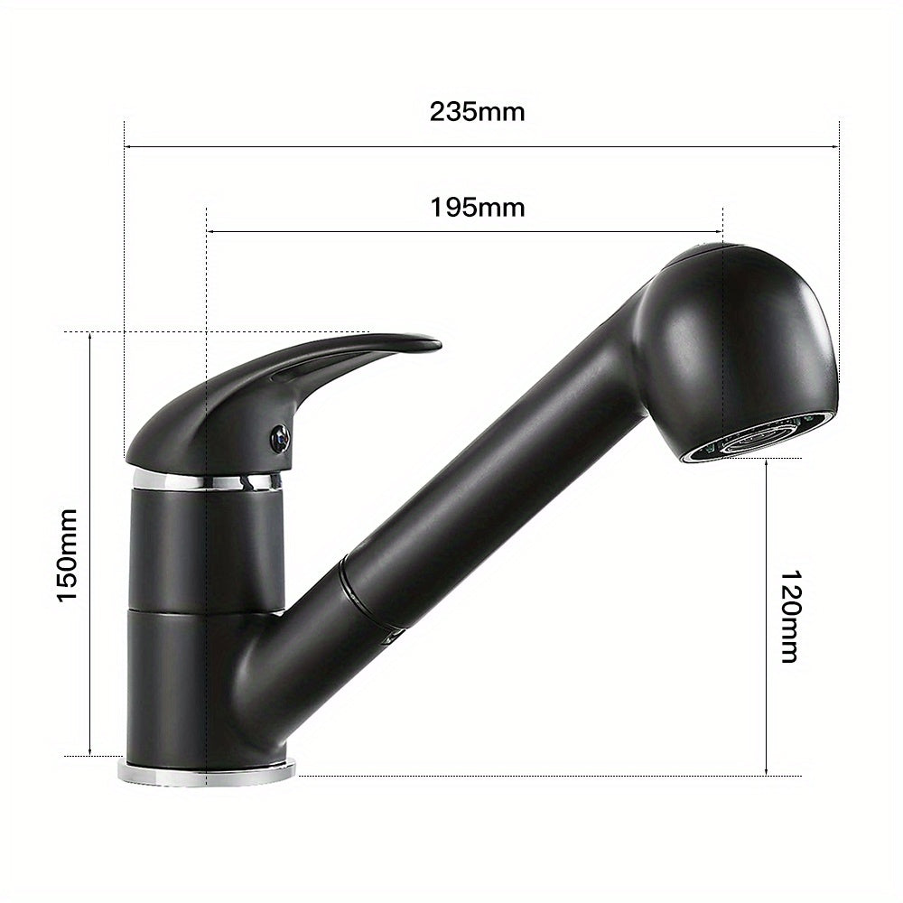 Robinet de cuisine noir bas avec douchette extractible de 23 cm — vue 2