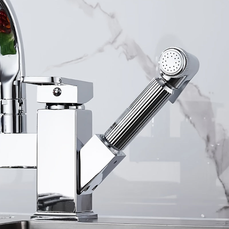 Robinet de cuisine pivotant 360° avec douchette latérale et deux jets — vue 10