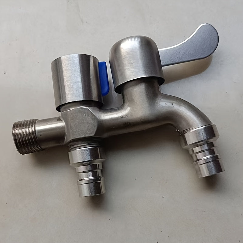 Robinet de jardin inox 304 à double sortie et levier — vue 3