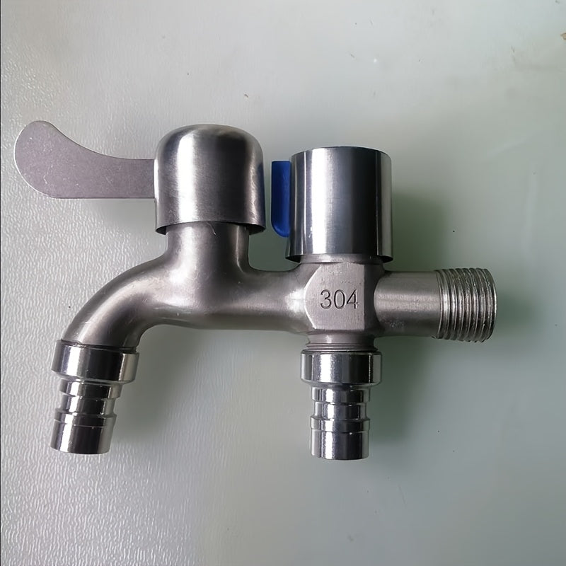 Robinet de jardin inox 304 à double sortie et levier — vue 4