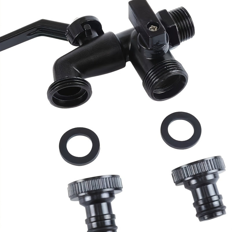 Robinet de jardin noir double sortie avec téflon fourni