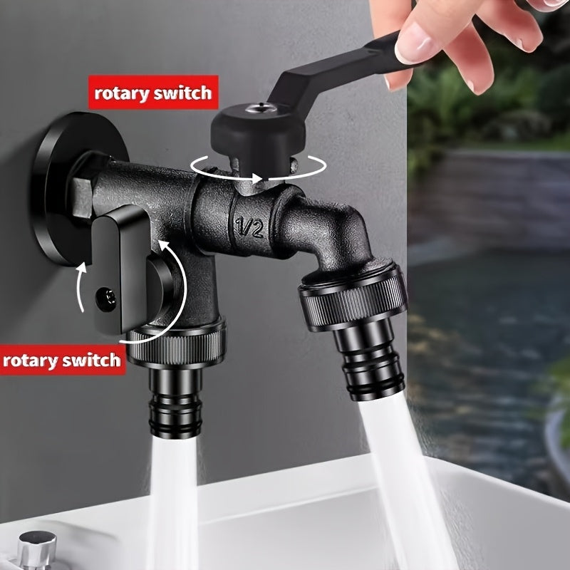 Robinet de jardin noir double sortie avec téflon fourni — vue 10