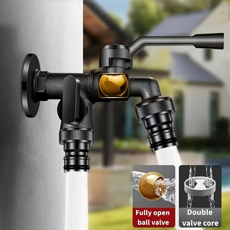 Robinet de jardin noir double sortie avec téflon fourni — vue 6