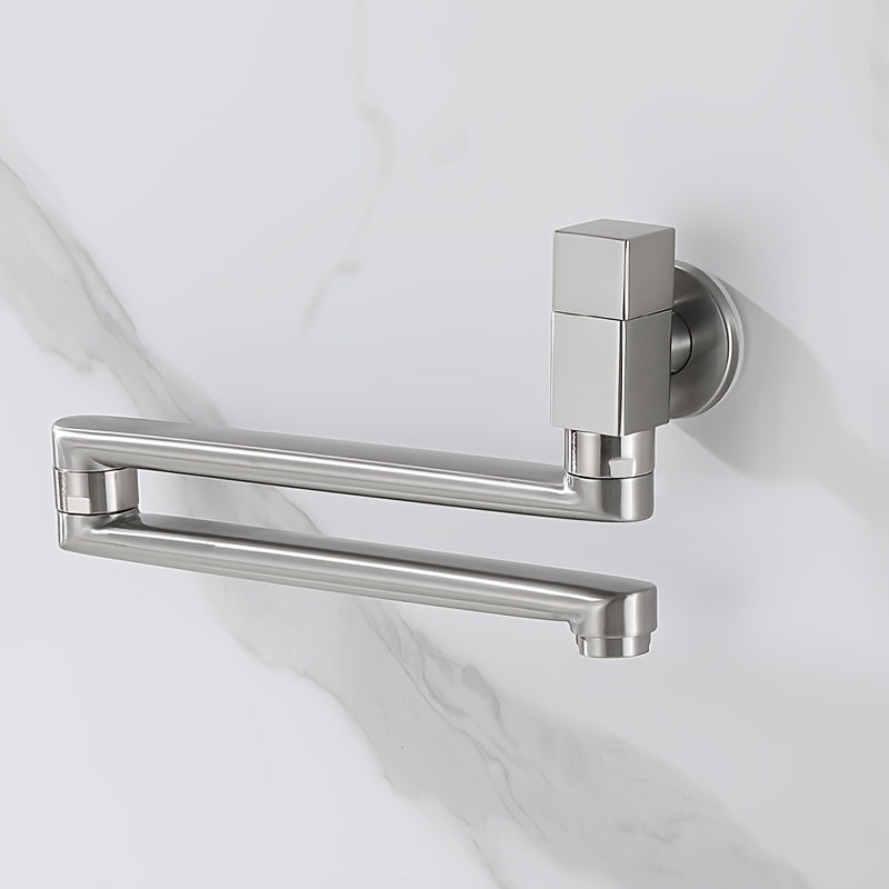 Robinet mural pliant à bras long, trois finitions — Inox brossé