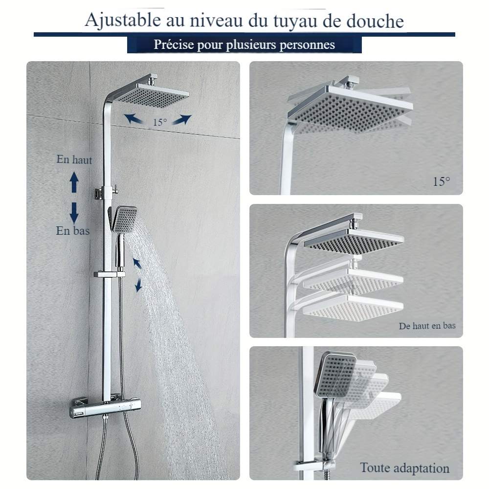 Colonne de douche avec thermostat, laiton