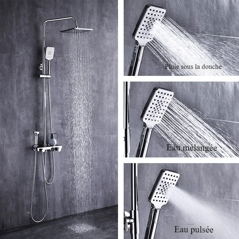 Colonne de douche avec pommeau, pose mural